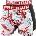 FREEGUN Lot de 2 Boxers Homme Microfibre ANG Blanc Rouge