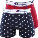 CHAMPION Lot de 2 Boxers Homme Coton MINILOGO Marine Rouge