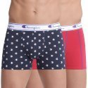 CHAMPION Lot de 2 Boxers Homme Coton MINILOGO Marine Rouge