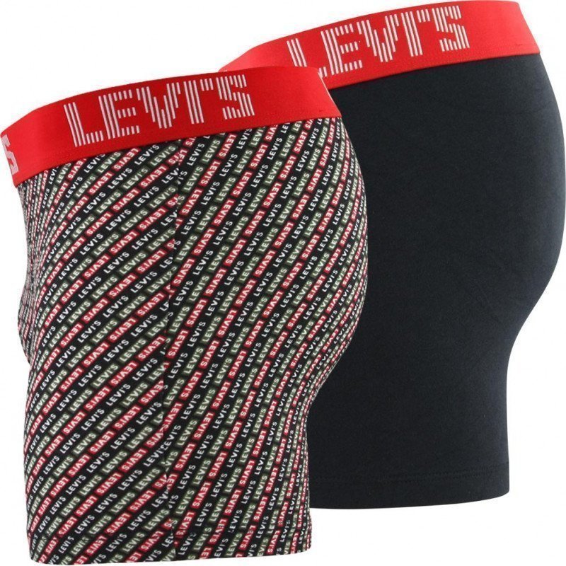 LEVI'S Lot de 2 Boxers Homme Coton BABYTAB Rouge Noir