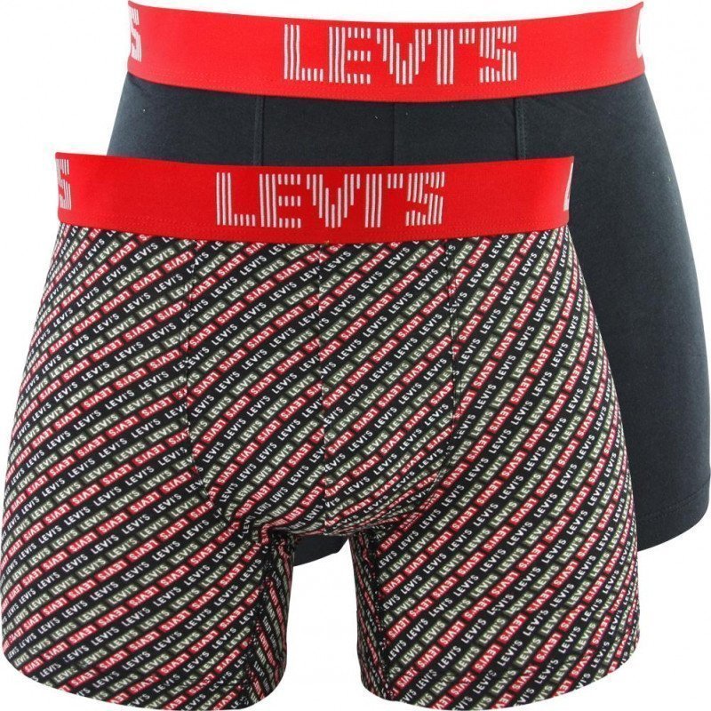 LEVI'S Lot de 2 Boxers Homme Coton BABYTAB Rouge Noir