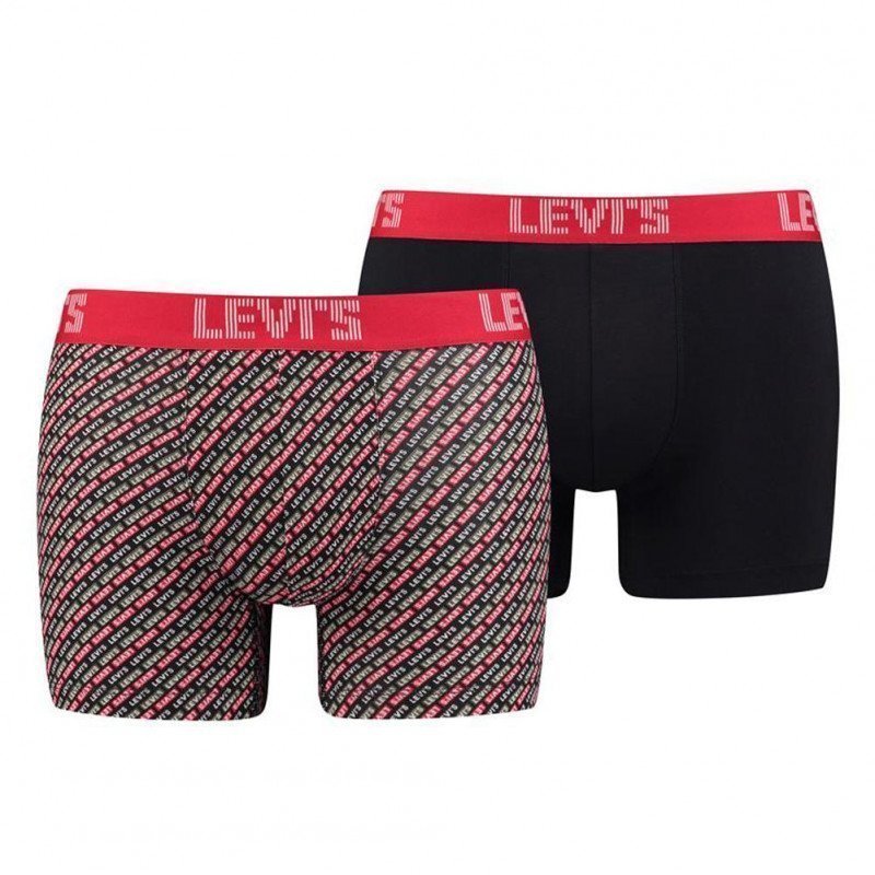 LEVI'S Lot de 2 Boxers Homme Coton BABYTAB Rouge Noir