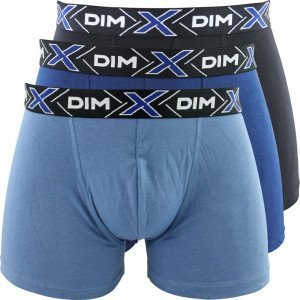 DIM Lot de 3 Boxers Homme Coton X-TEMP Bleu jean Bleu eclipse Noir