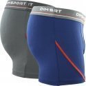 DIM Lot de 2 Boxers Homme Microfibre MICROSPORT Gris Bleu