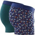 DIM Lot de 2 Boxers Homme Coton MIXANDFANCY Vert pacifique Imprimé foret