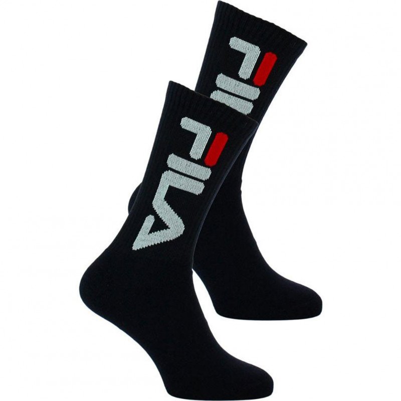 FILA Lot de 2 paires de Chaussettes Adulte Coton HUGH Noir