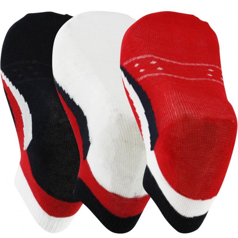 FILA Lot de 3 paires de Socquettes Mixte Coton DIR Marine Rouge Blanc