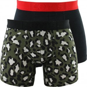 LEVI'S Lot de 2 Boxers Homme Coton CHEETAH Kaki Noir
