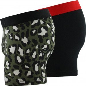 LEVI'S Lot de 2 Boxers Homme Coton CHEETAH Kaki Noir