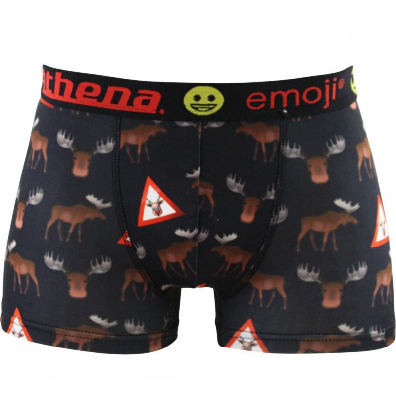 ATHENA Boxer Garçon Microfibre ELANS Noir Marron EMOJI