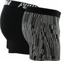 PUMA Lot de 2 Boxers Homme Coton DIGITAL PRINT Noir Gris