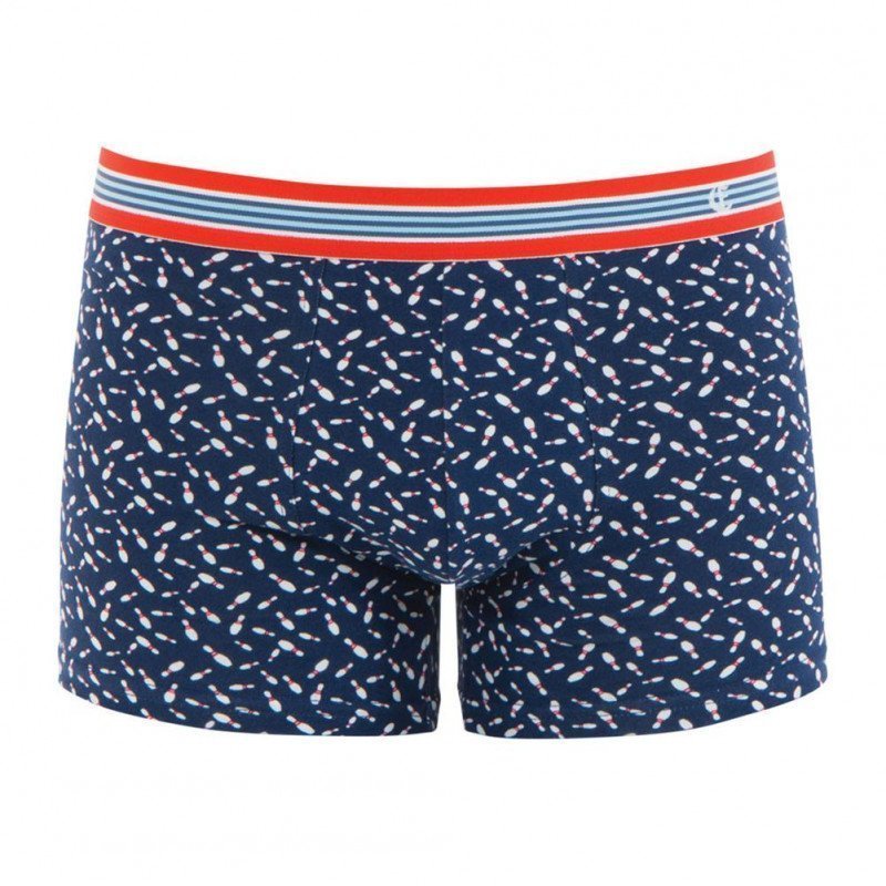 EMINENCE Boxer Homme Coton STRIKE QUILLES Marine Blanc