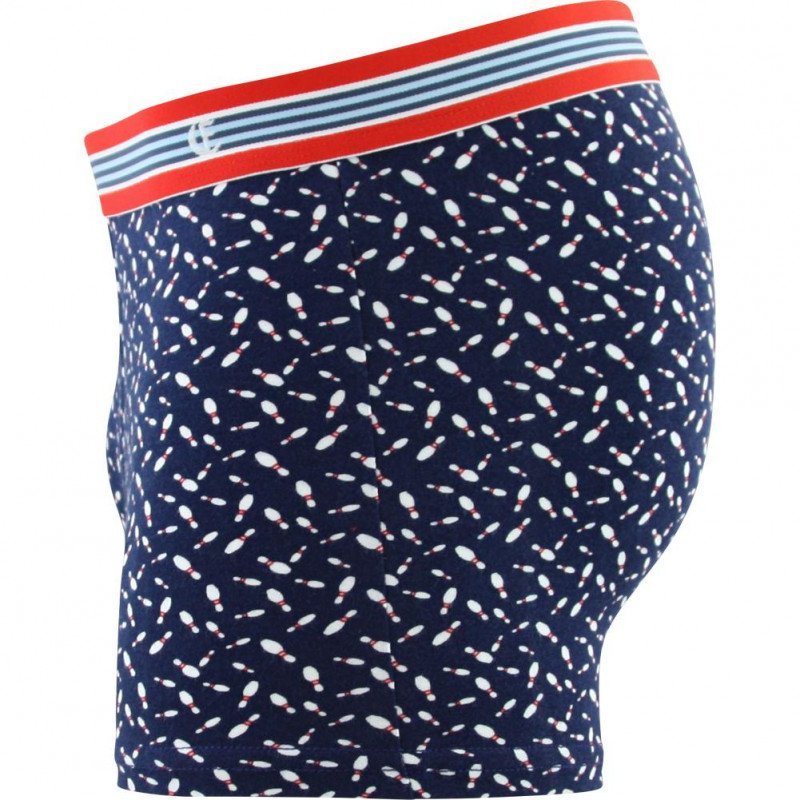 EMINENCE Boxer Homme Coton STRIKE QUILLES Marine Blanc
