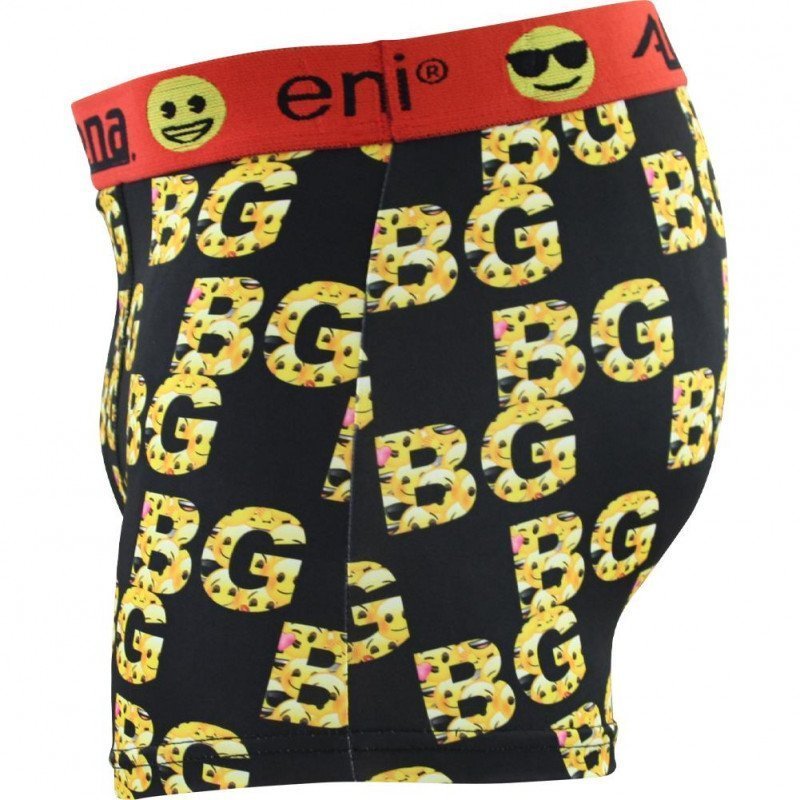 ATHENA Boxer Homme Microfibre BG Noir Jaune EMOJI