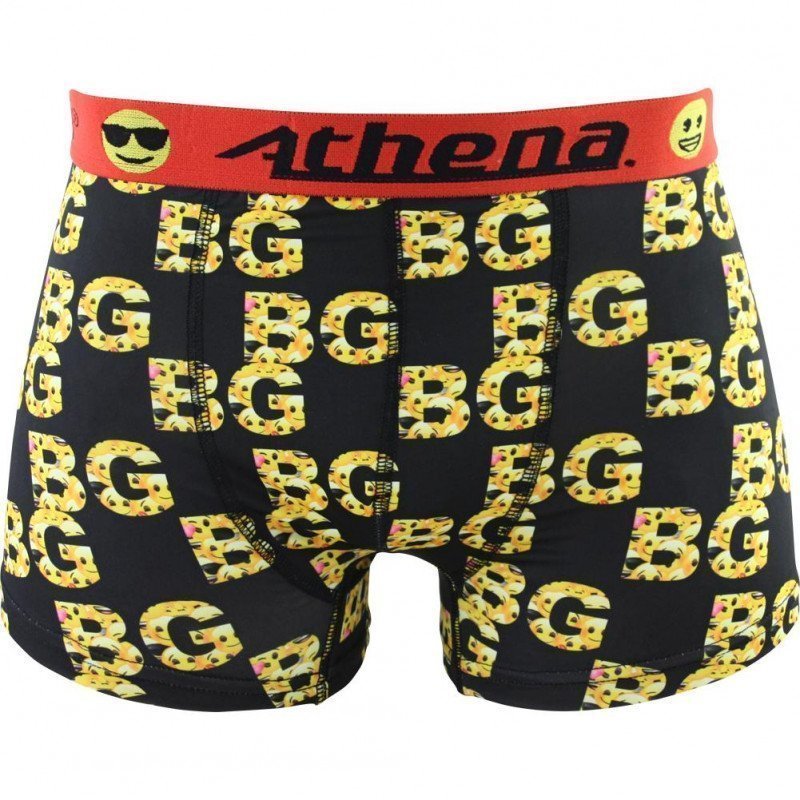 ATHENA Boxer Homme Microfibre BG Noir Jaune EMOJI