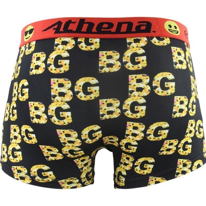 ATHENA Boxer Homme Microfibre BG Noir Jaune EMOJI