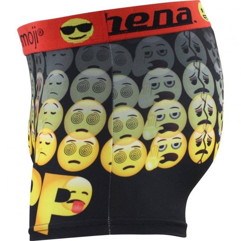 ATHENA Boxer Garçon Microfibre JPP Noir Jaune EMOJI