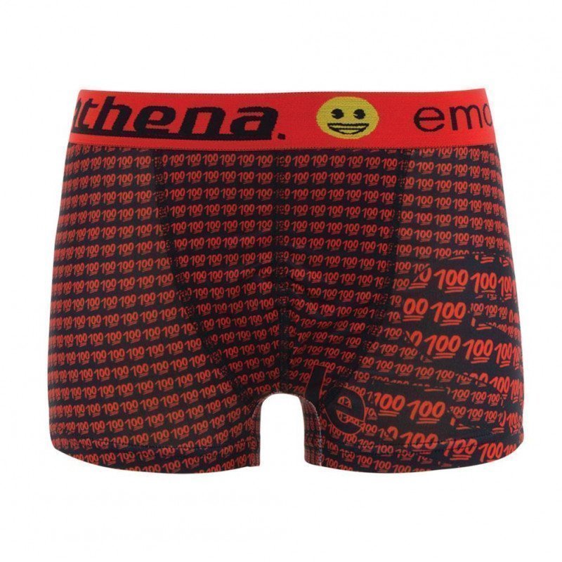 ATHENA Boxer Garçon Microfibre LE S Noir Rouge EMOJI