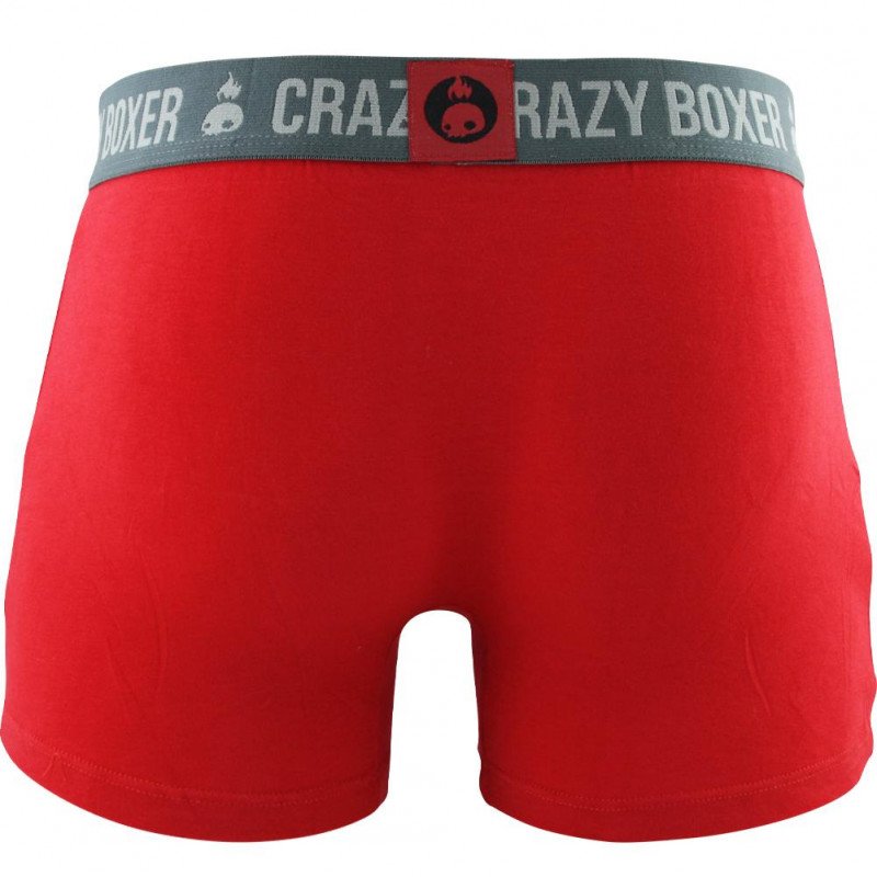 CRAZYBOXER Boxer Homme Coton Bio BCBASS1 Rouge Gris