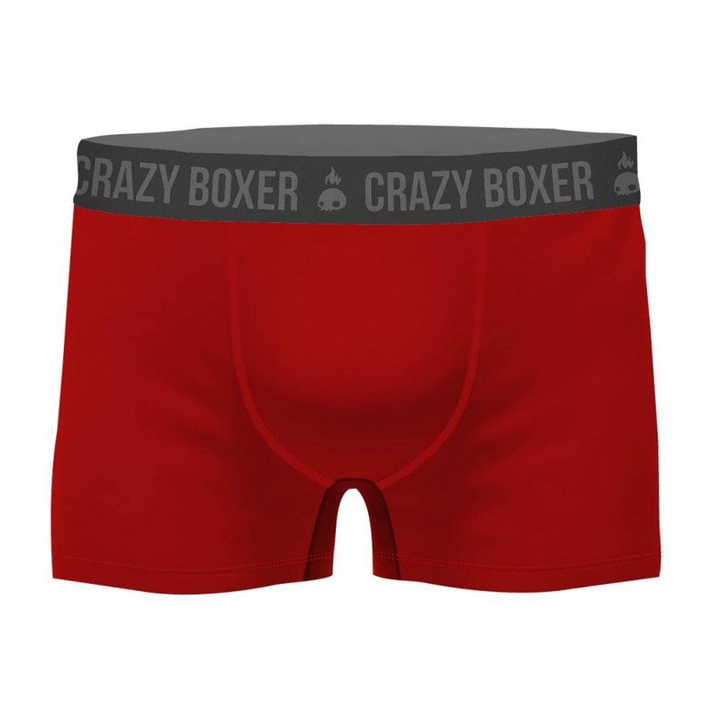 CRAZYBOXER Boxer Homme Coton Bio BCBASS1 Rouge Gris