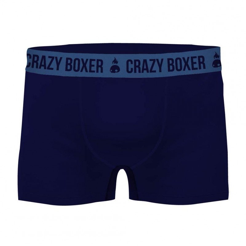 CRAZYBOXER Boxer Homme Coton Bio BCBASS1 Marine Bleu