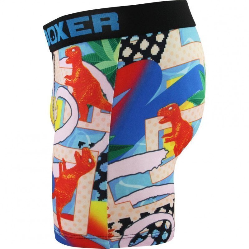 CRAZYBOXER Boxer Homme Microfibre BM4ASS33 DINO Bleu Noir