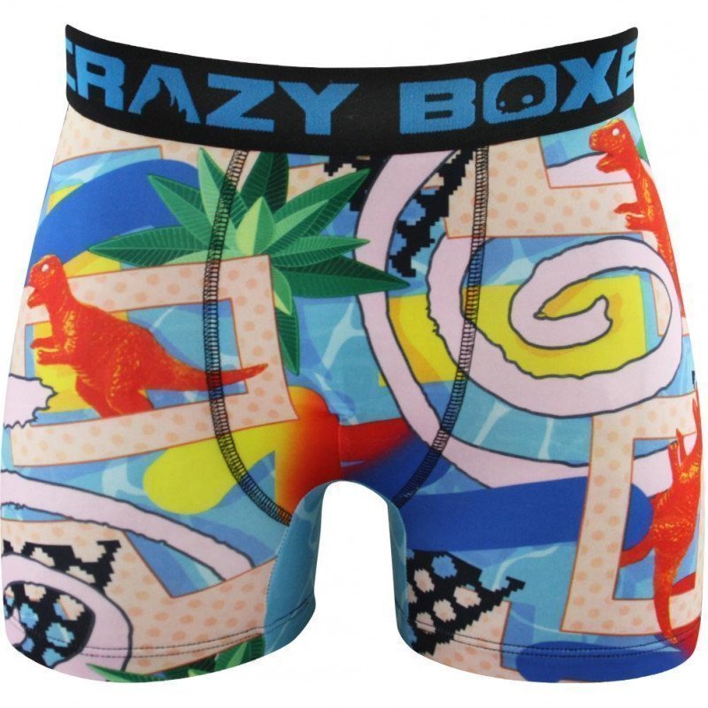 CRAZYBOXER Boxer Homme Microfibre BM4ASS33 DINO Bleu Noir