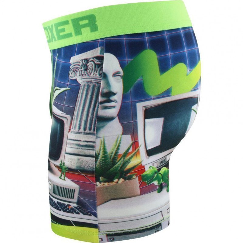 CRAZYBOXER Boxer Homme Microfibre BM4ASS32 RETR Vert Bleu