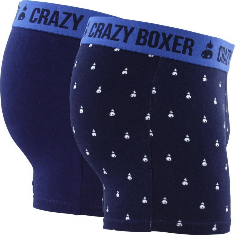 CRAZYBOXER Lot de 2 Boxers Homme Coton Bio BCX2 DOT2 Marine Bleu