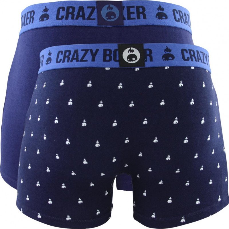 CRAZYBOXER Lot de 2 Boxers Homme Coton Bio BCX2 DOT2 Marine Bleu