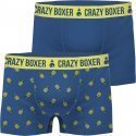CRAZYBOXER Lot de 2 Boxers Homme Coton Bio BCX2 ANAS Bleu Jaune