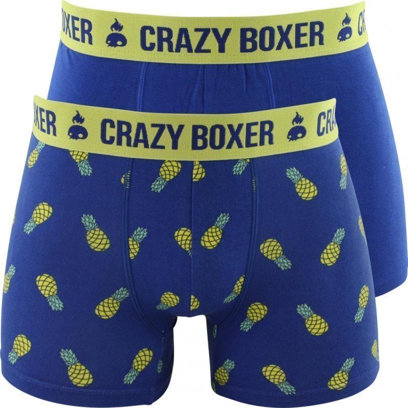 CRAZYBOXER Lot de 2 Boxers Homme Coton Bio BCX2 ANAS Bleu Jaune