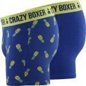 CRAZYBOXER Lot de 2 Boxers Homme Coton Bio BCX2 ANAS Bleu Jaune