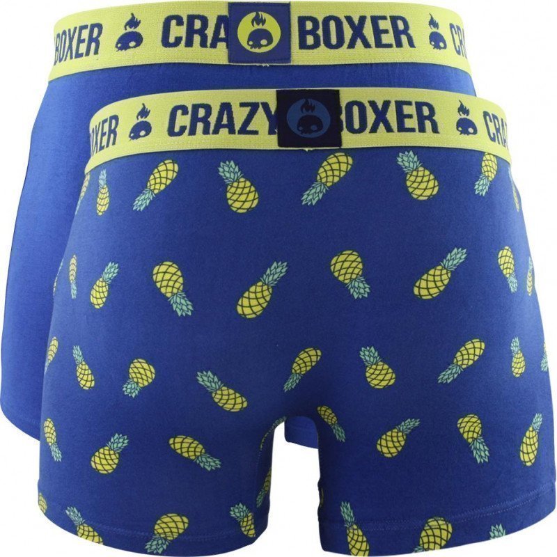 CRAZYBOXER Lot de 2 Boxers Homme Coton Bio BCX2 ANAS Bleu Jaune