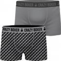 CRAZYBOXER Lot de 2 Boxers Homme Coton Bio BCX2 GEO3 Gris Anthracite