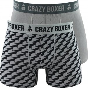 CRAZYBOXER 2 Boxers Homme Coton Bio BCX2 GEO3 Gris Anthracite