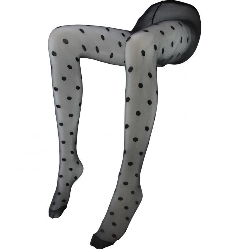 Collants Femme STYLE FANTAISIE Big Dots Noir et Uni
