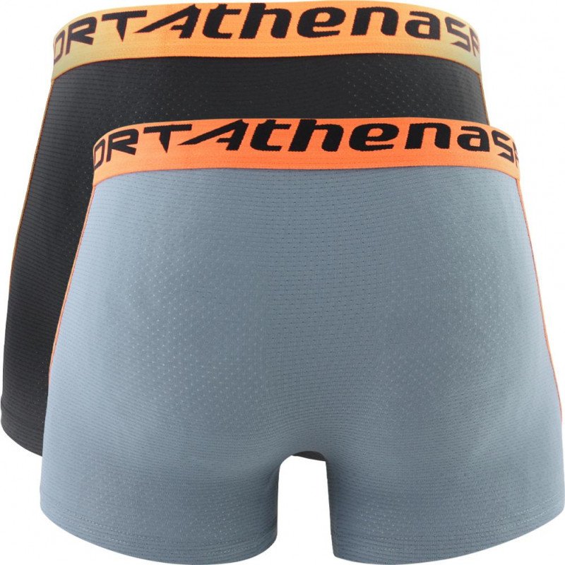 ATHENA Lot de 2 Boxers Garçon Microfibre AIR PERFORMANCE Noir Gris