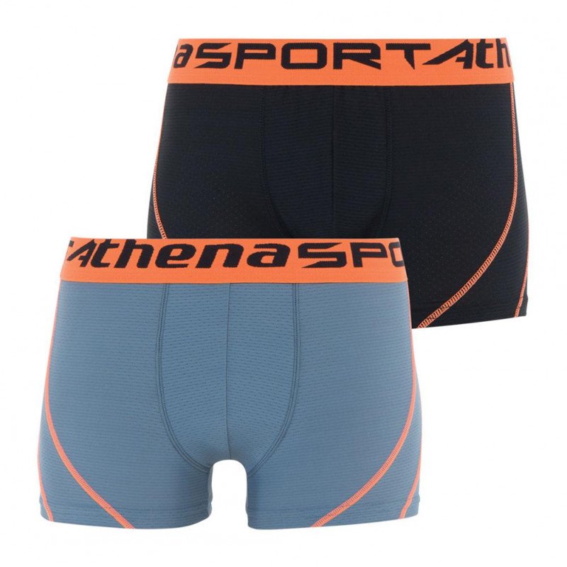 ATHENA Lot de 2 Boxers Garçon Microfibre AIR PERFORMANCE Noir Gris