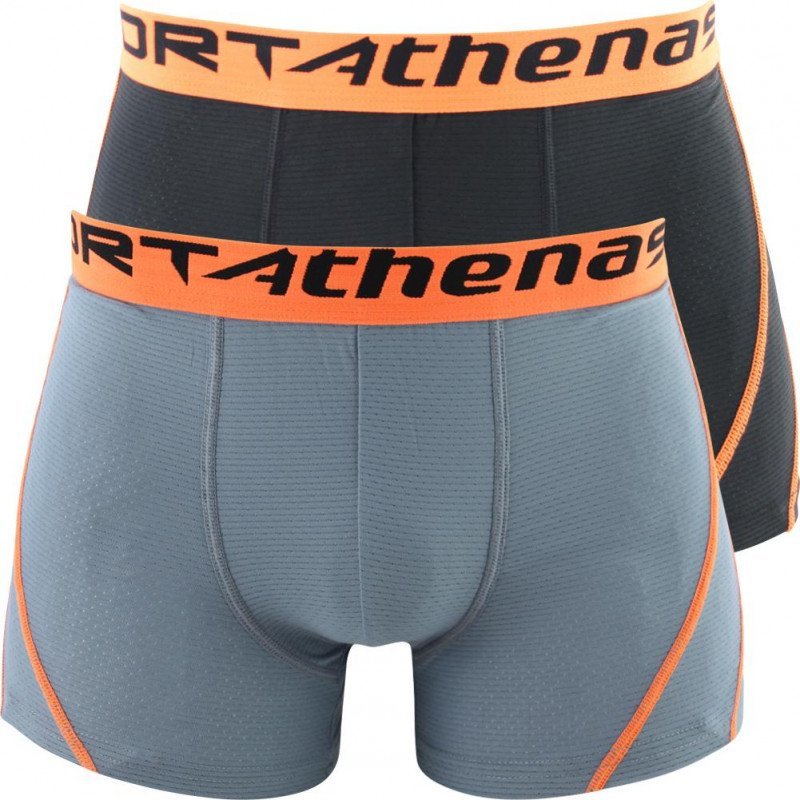 ATHENA Lot de 2 Boxers Garçon Microfibre AIR PERFORMANCE Noir Gris