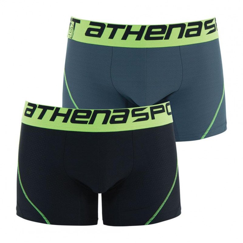 ATHENA Lot de 2 Boxers Homme Microfibre AIR PERFORMANCE Noir Poivre