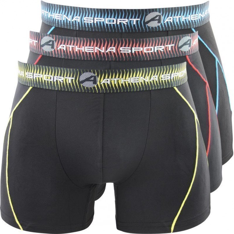 LOT DE 3 Boxer long Sous-vêtements Homme TRAINING Noir et Multicolore