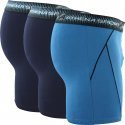 ATHENA Lot de 3 Boxers longs Homme Microfibre TRAINING Marine Bleu