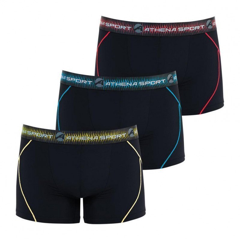 ATHENA Lot de 3 Boxers Homme Microfibre TRAINING Noir