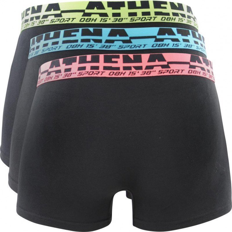 ATHENA Lot de 3 Boxers Homme Coton EASYSPORT Noir Noir Noir