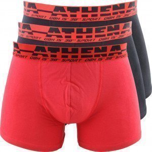 ATHENA Lot de 3 Boxers Homme Coton EASYSPORT Noir Rouge