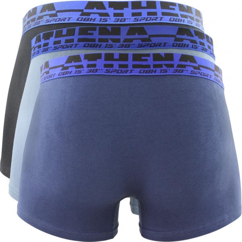 LOT DE 3 Boxer Sous-vêtements Homme EASYSPORT Bleu et Gris