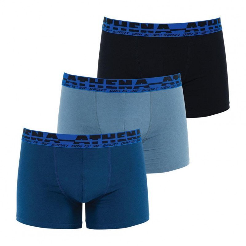 LOT DE 3 Boxer Sous-vêtements Homme EASYSPORT Bleu et Gris