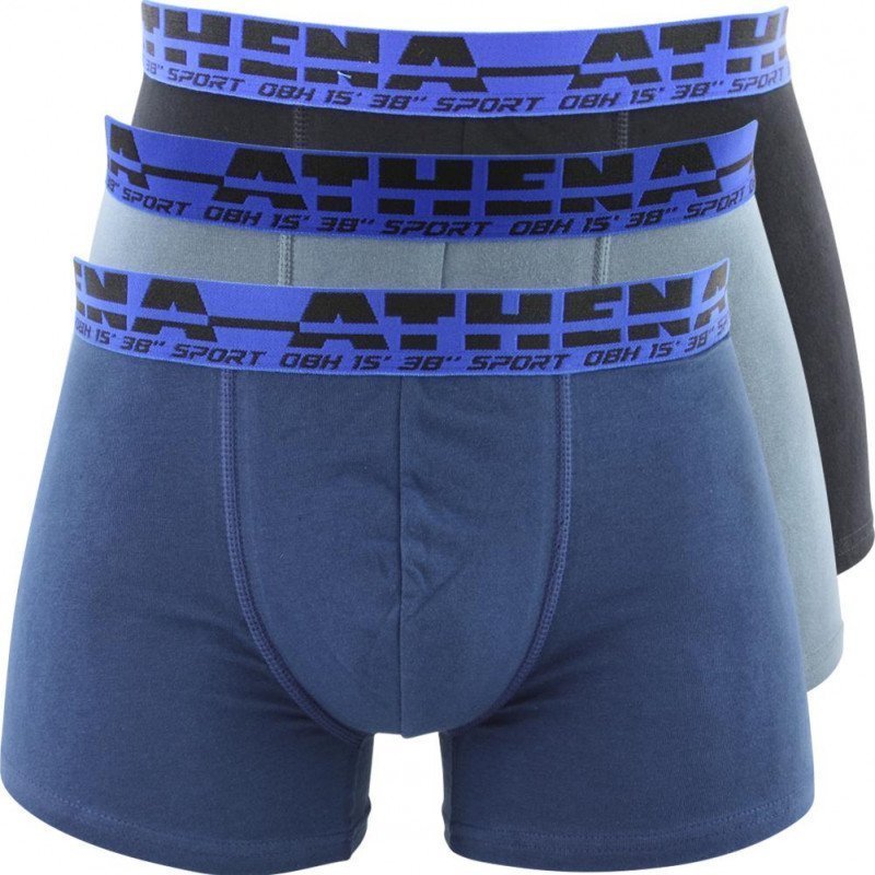 LOT DE 3 Boxer Sous-vêtements Homme EASYSPORT Bleu et Gris