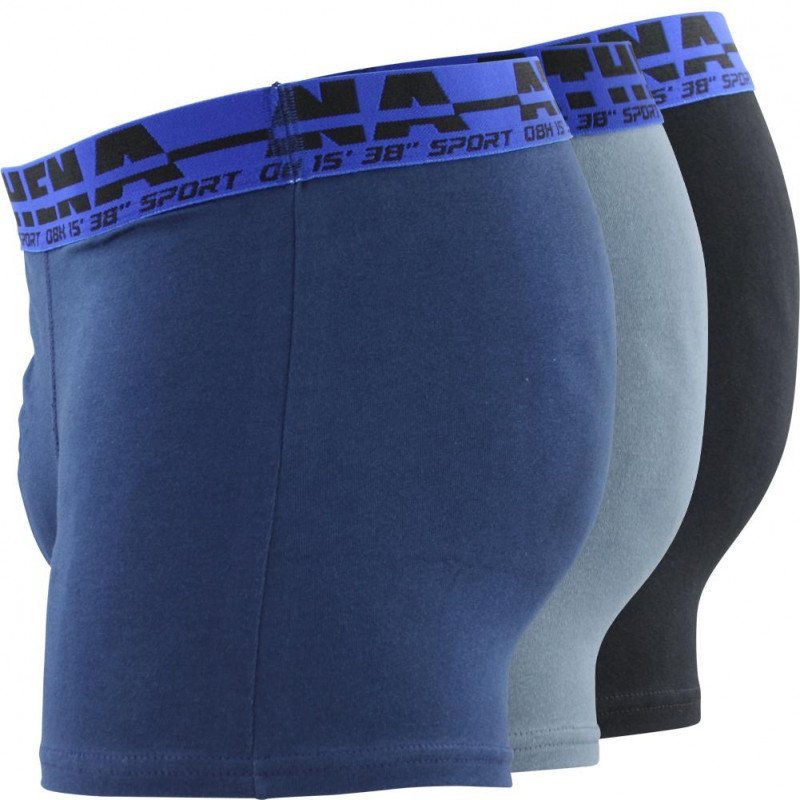LOT DE 3 Boxer Sous-vêtements Homme EASYSPORT Bleu et Gris